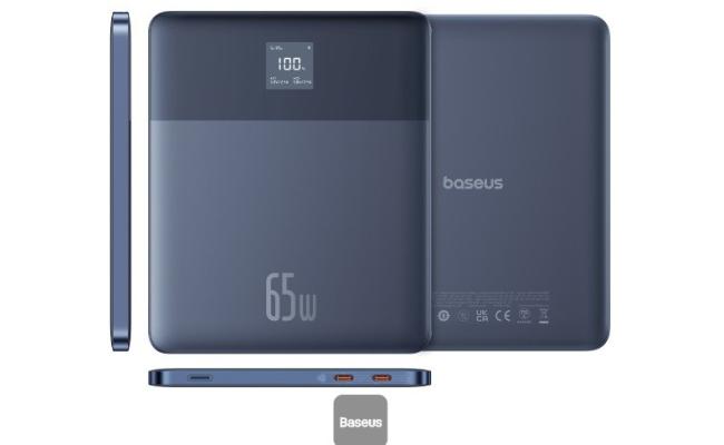 Baseus Blade2 12000mAh Power Bank | 65W Fast Charging Ultra-Thin Digital Display Intelligent Edition Battery Pack For Laptop/MacBook & Phones - Blue